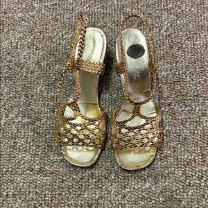 Metallic Braided Slingback Sandals in Gold - Women